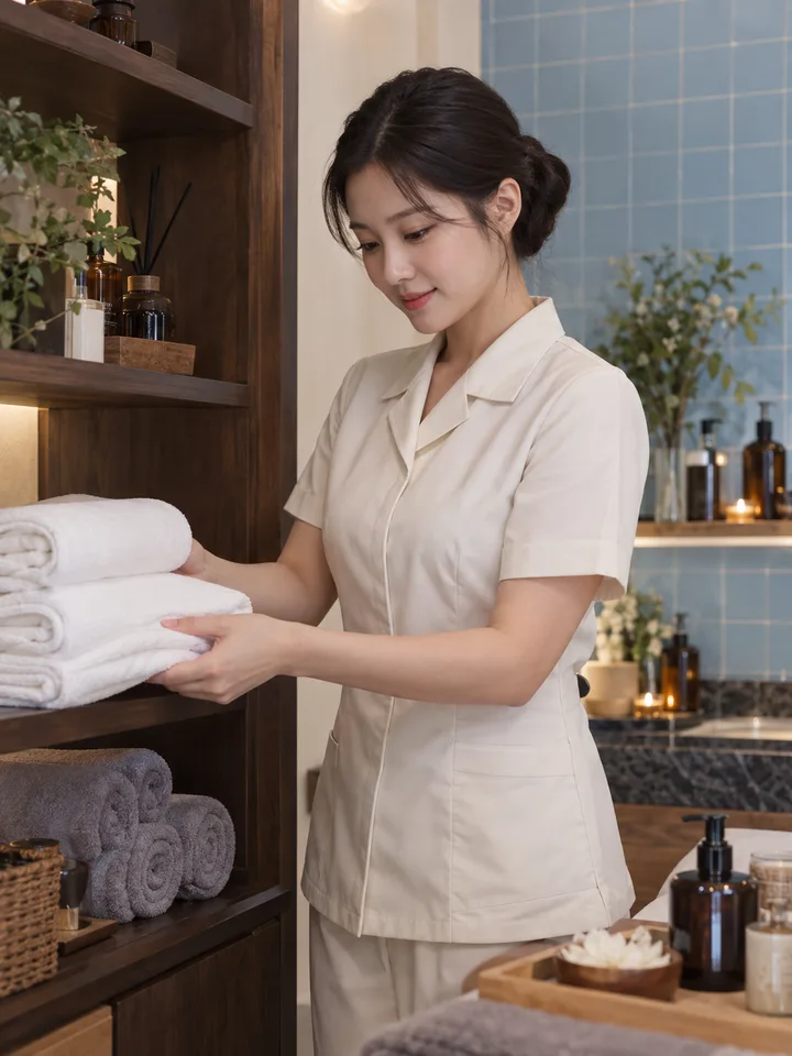 단정한 전문 스파 관리사